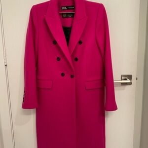 Zara Double-Breasted Fuchsia Trench Coat